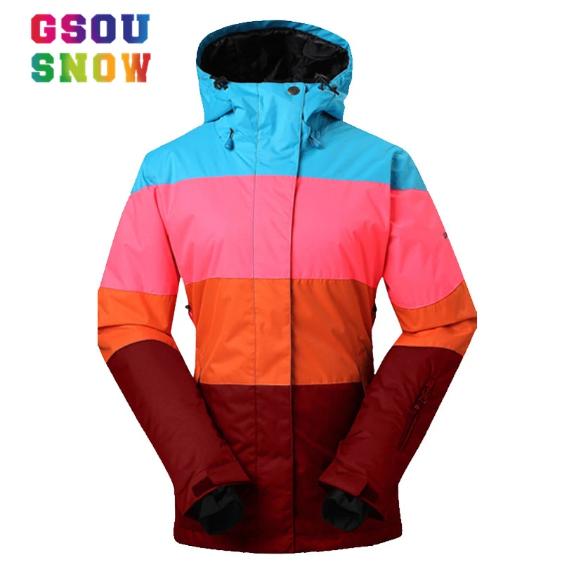 GSOU зимние брендовые лыжные куртки для женщин пальто в стиле пэчворк Женская