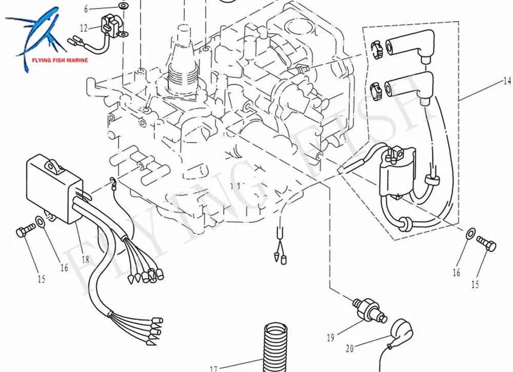 Подвесной Двигатель C.D.I. Лодочный двигатель CDI Unit Assy F15-07000500 для Parsun HDX 4-тактный F9.9
