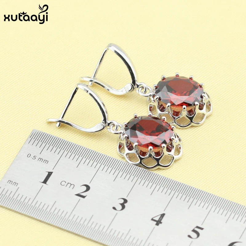 XUTAAYI Красный синтетический гранат модное Ювелирное Украшение с накладкой из