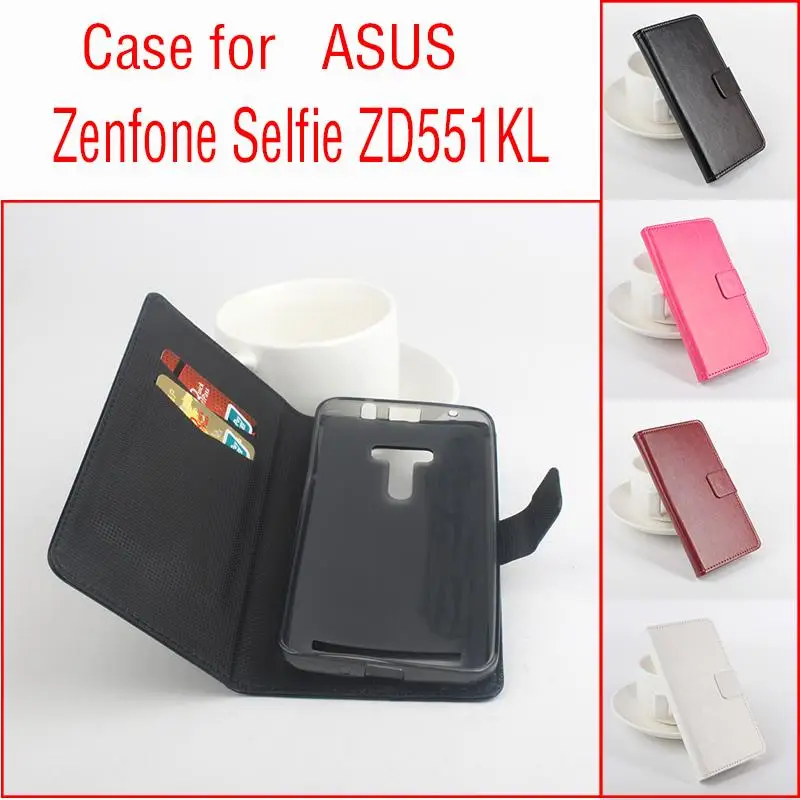 Ретро Флип раскладный кожаный чехол для Asus Zenfone Selfie ZD551KL Делюкс телефона Crazy Horse |
