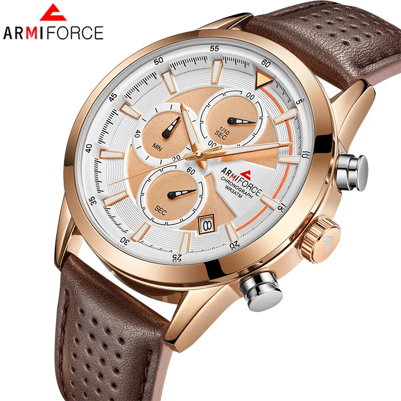 ARMIFORCE новый бренд Для мужчин кварцевые часы хронограф спортивные мужской
