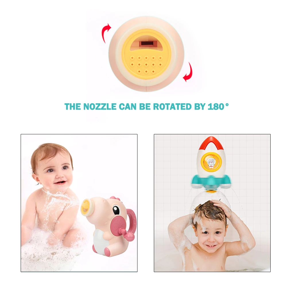 

Baby Bath Toys Lovely Plastic Dinosaur Rocket Shape Water Spray Kids Water Toys Shower Swimming Bathroom Gift Toy For Children