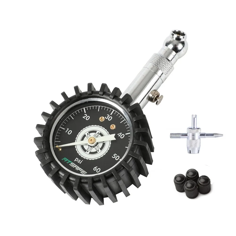 

Tire Pressure Gauge 60psi,Glow In The Dark, with Tire Valve Caps,Professional Mechanical Tire Gauge for Motorcycles,Cars,Trucks