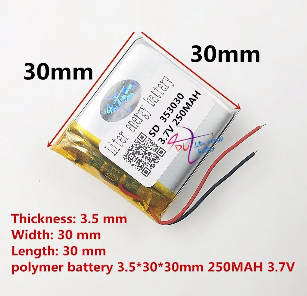 (Бесплатная доставка) (5 шт./лот) 353030 250mah 3 7 V литий полимерный аккумулятор качество