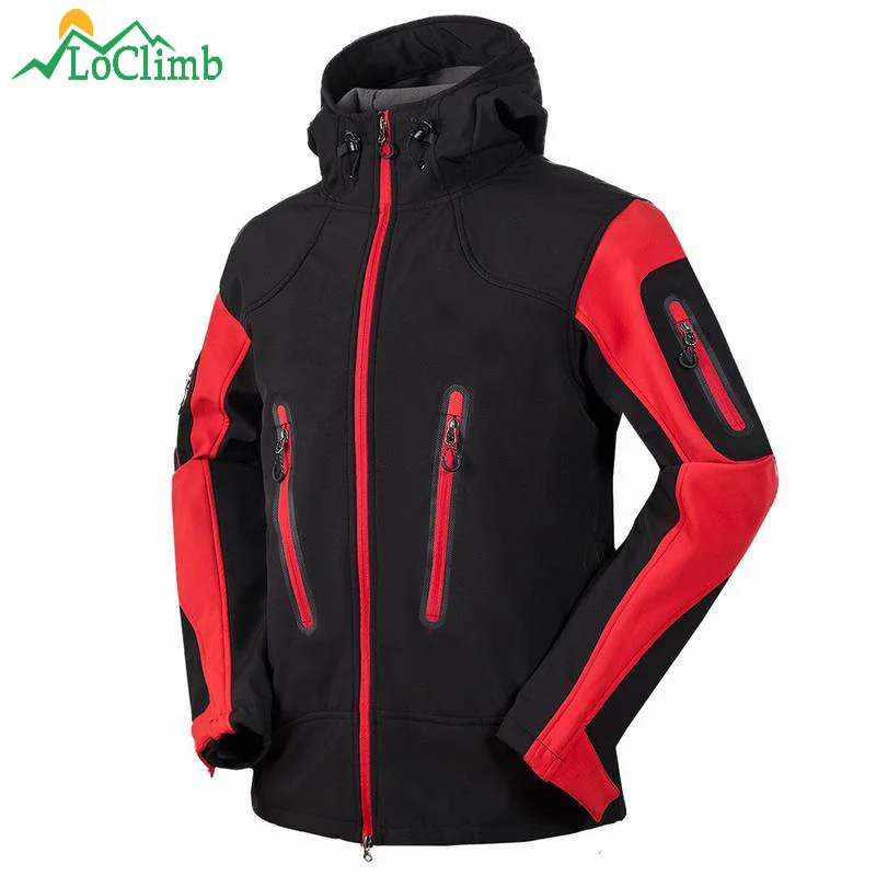 Мужская лыжная куртка LoClimb водонепроницаемая флисовая для походов и альпинизма