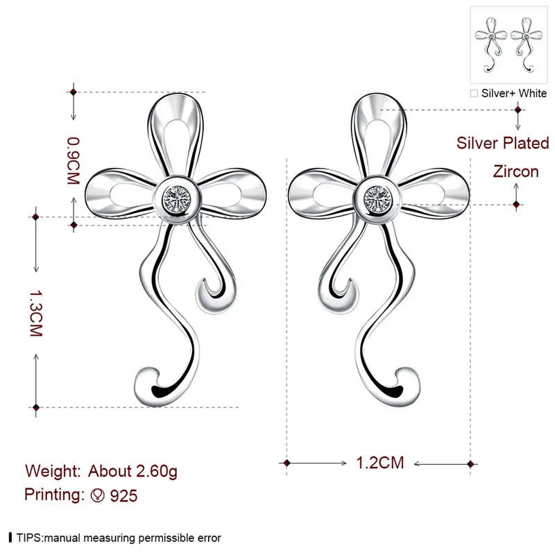 Friendship Classic Top Brand AAA Zircon Stud Earrings Women 925 Silver Fashion Jewelry Accessories Brinco | Украшения и