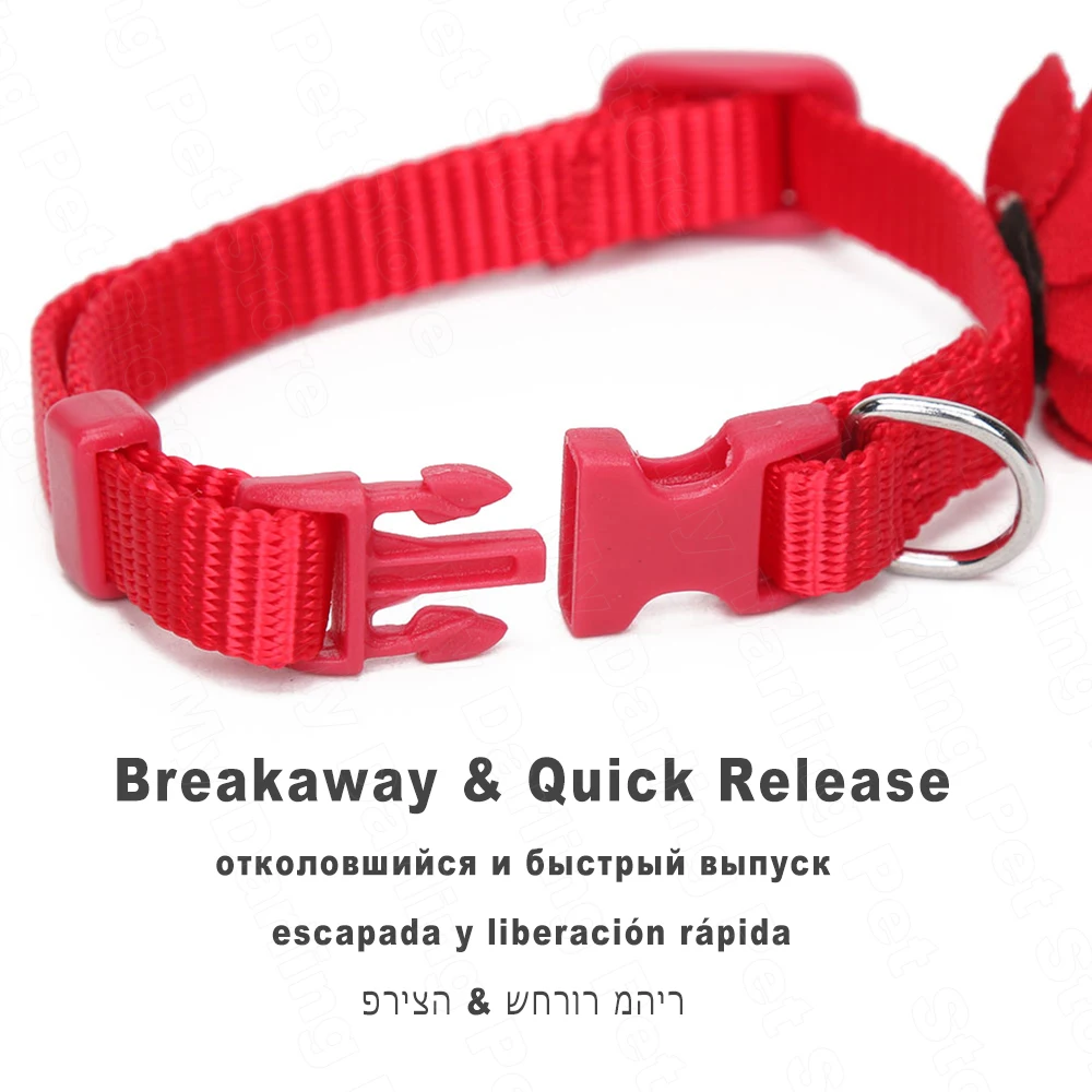 Ошейник для кошек Нейлоновый Регулируемый с цветами красный щенков и аксессуары