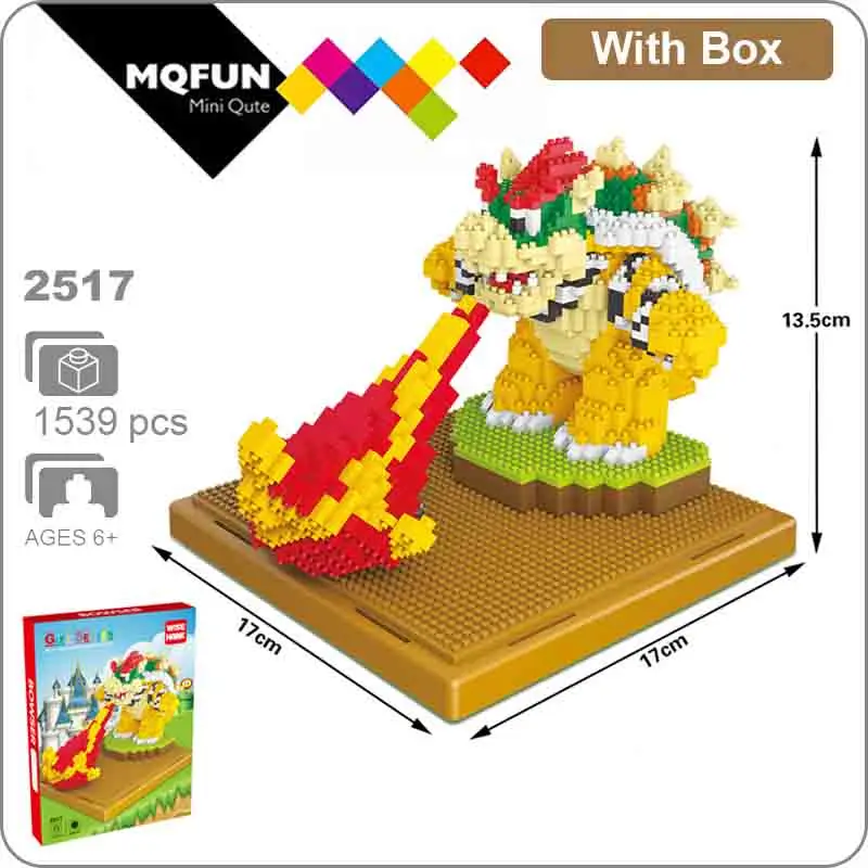 2517 With Box LNO аниме Япония Игра Супер Марио Луиджи Йоши Монстр огонь пчела Марио DIY фигурки мини строительство алмаз мини блоки игрушки - Color: 2517 With Box