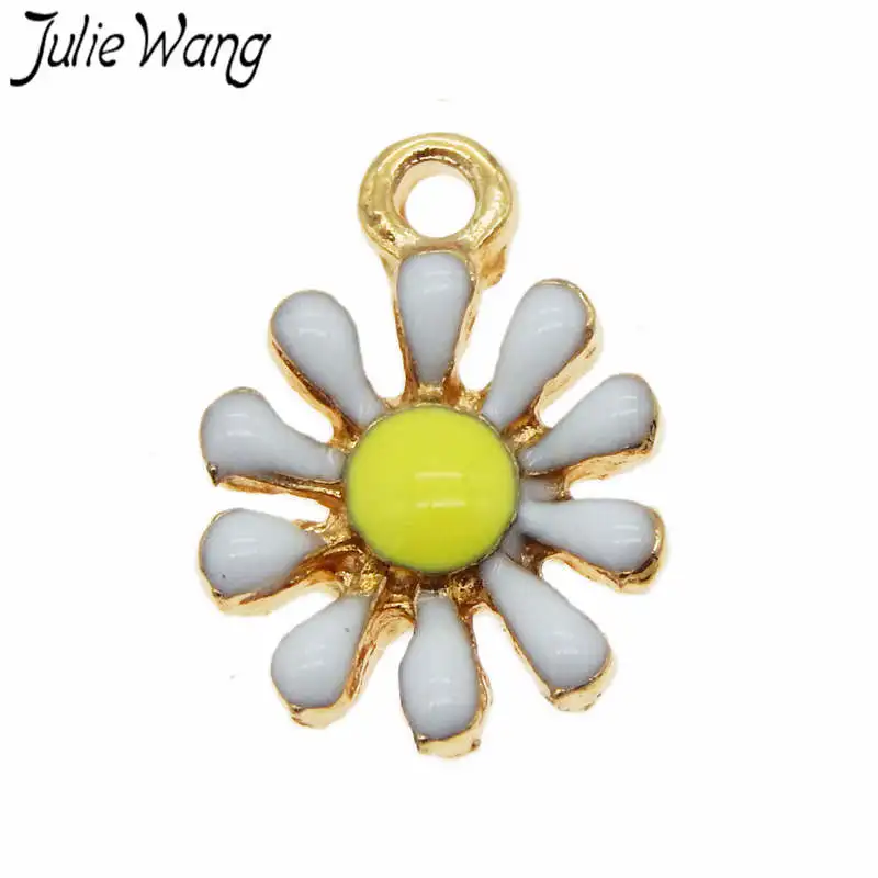 Julie Wang 6 шт. сплав Золотая основа цветы подвески для ожерелье с кулоном серьги