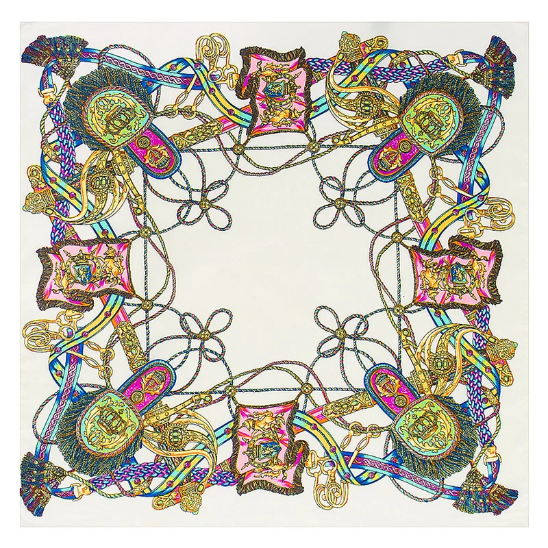 60x60 см Национальный Стиль 100% шелковый шарф женский саржевый с кисточками Бандана