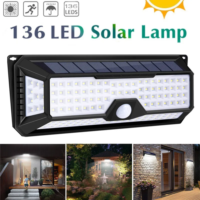 118/136LED Солнечный свет датчик движения PIR на солнечной батарее лампа IP65