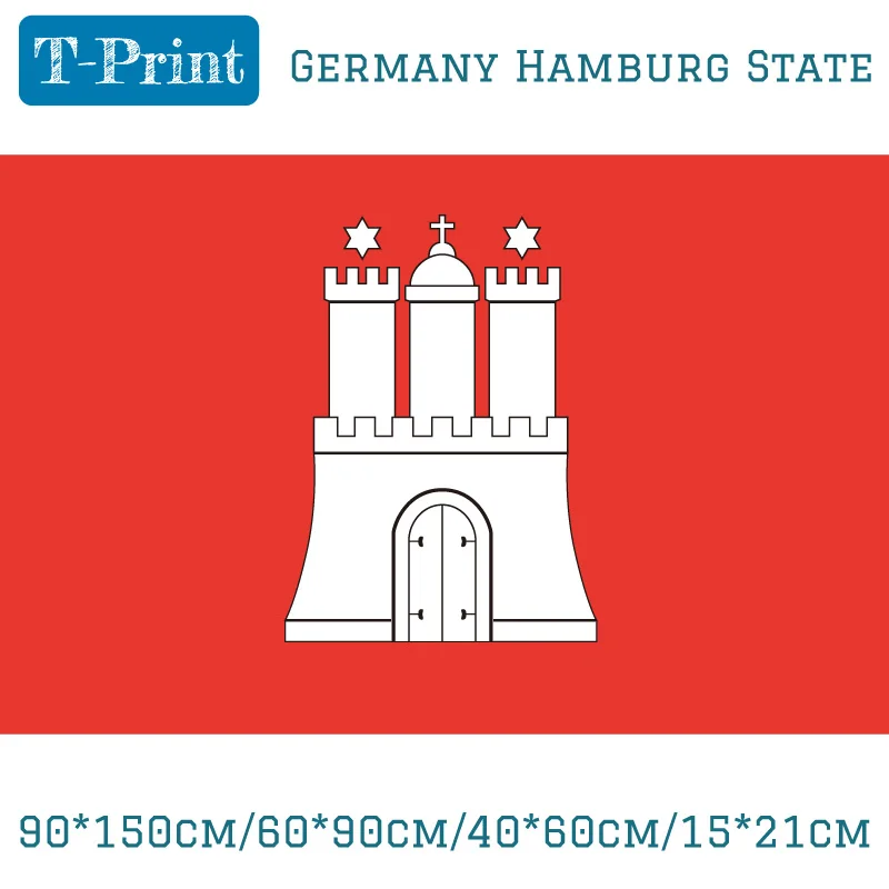 

Germany Hamburg State flag 90*150cm/60*90cm/40*60cm/15*21cm of decoration