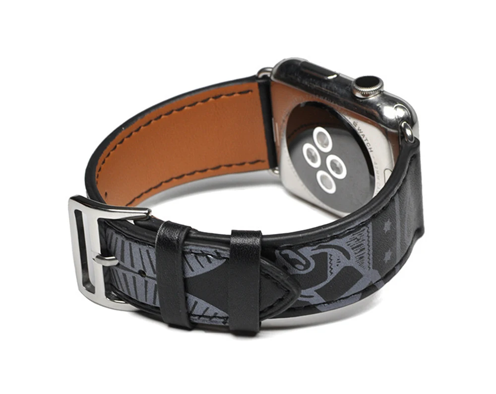 LEONIDAS Single Tour Eperon d'Or band для apple watch series 3 2 1 ремешок с принтом iwatch belt Noir Gala кожаный
