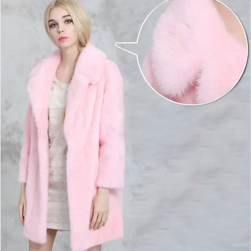 Новинка 2018 Корейская зимняя женская шуба из искусственного меха розовые длинные
