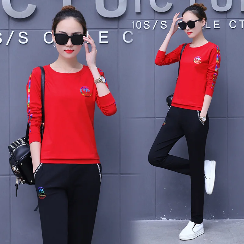 Комплект хлопка из двух частей свитер с длинным рукавом Весна и Осень Новый