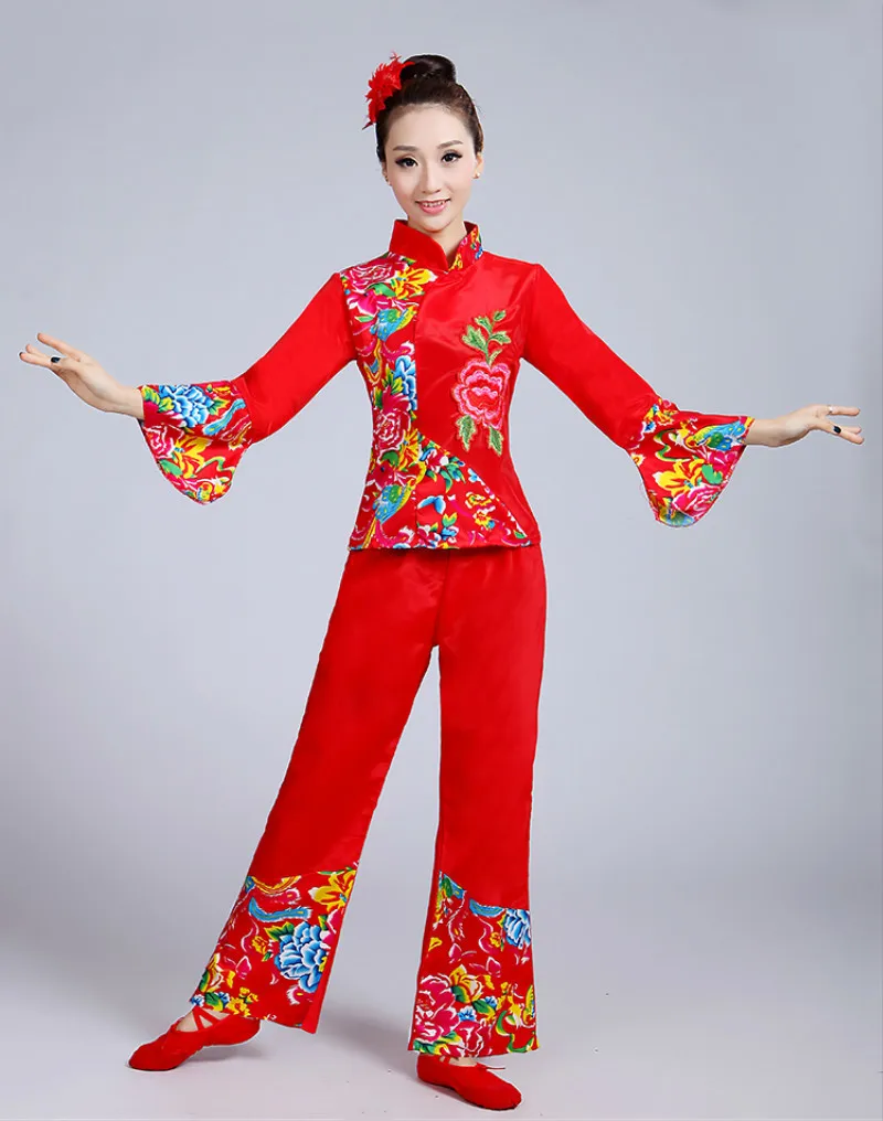 Традиционная китайская народная Танцевальный костюм для женщин Yangko платье