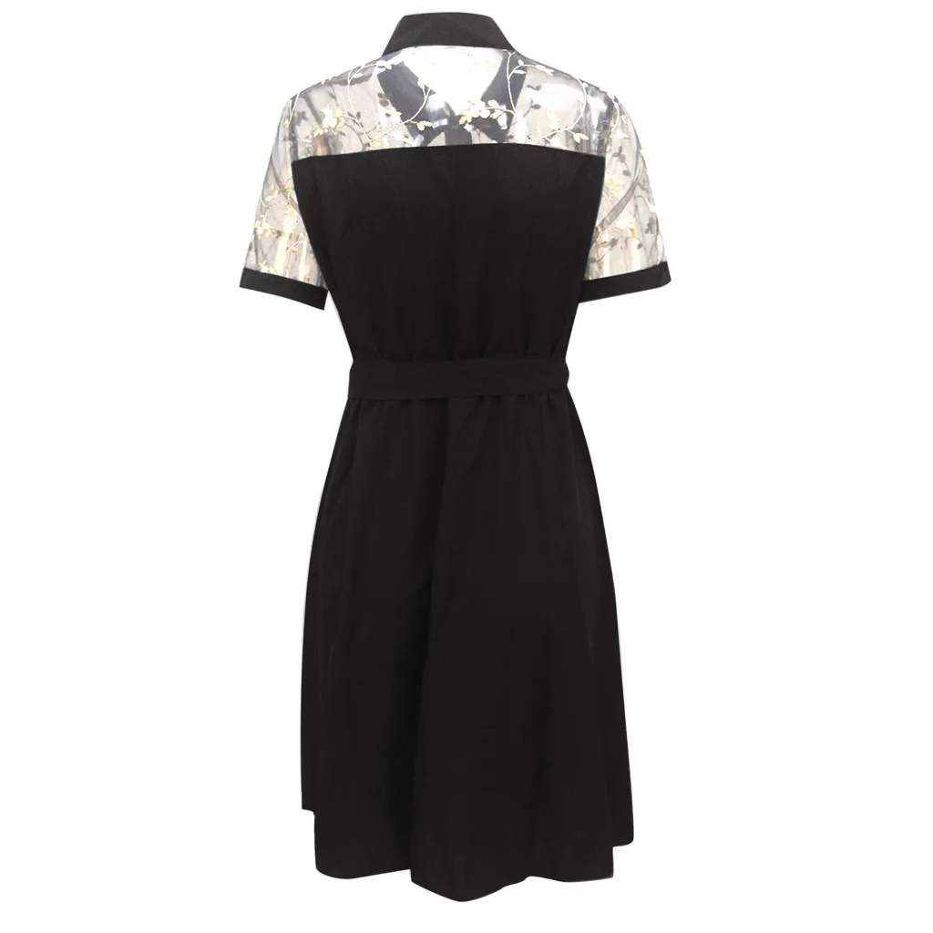 Летнее платье, сарафан, Vestidos De Verano, винтажное платье в стиле бохо, женское платье с коротким рукавом, в стиле пэчворк, с отложным воротником, по колено