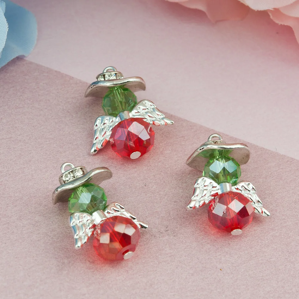 DoreenBeads шармы из сплава цинка и Стекла Ангел серебряного цвета рождественские
