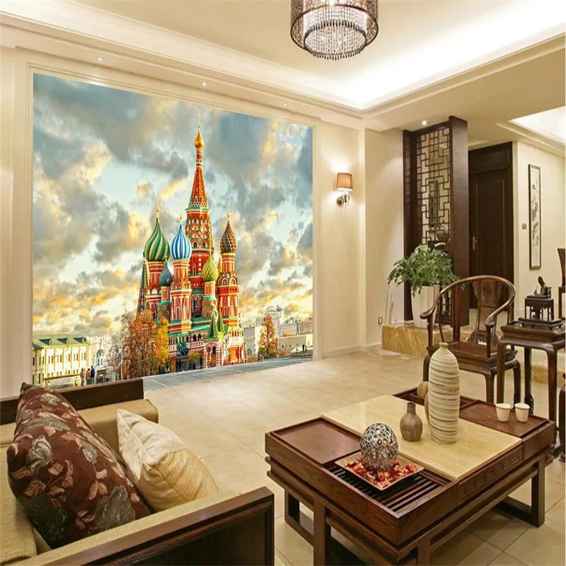 3D Фотофон для домашнего декора Красная площадь в Москву церкви гостиной офиса