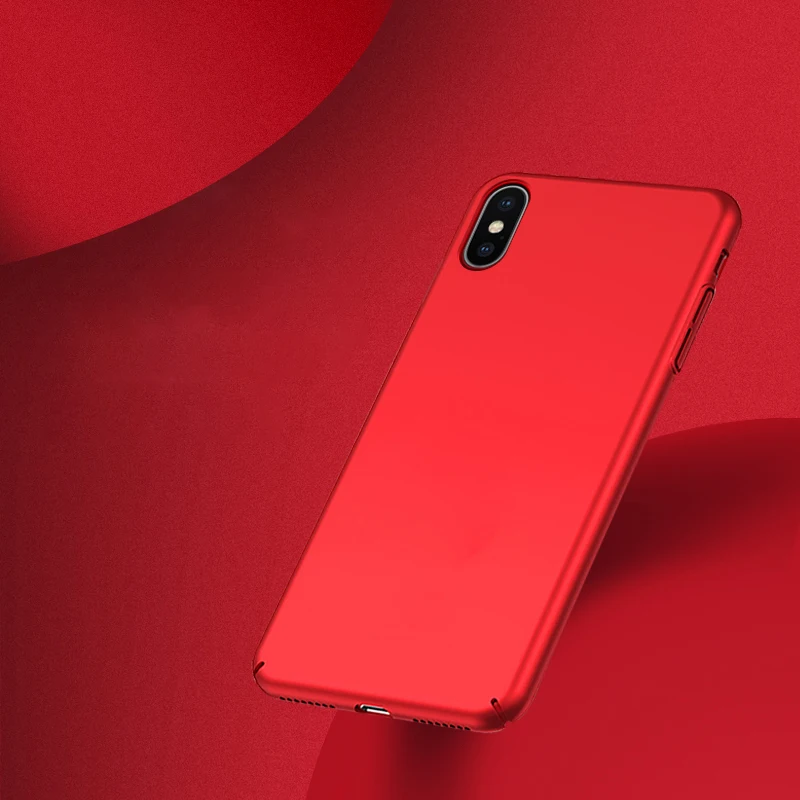 XS Max Case For iPhone XR Cover PC Hard Back Mofi for X cover Soild Color Pure Black Red |