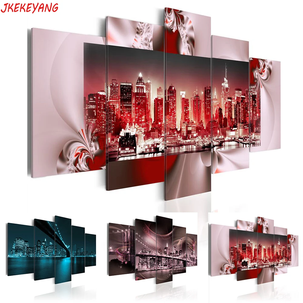

5pcs full square mosaic,5d diamond painting New York City Night View diy diamond embroidery crafts home decoration Y3136