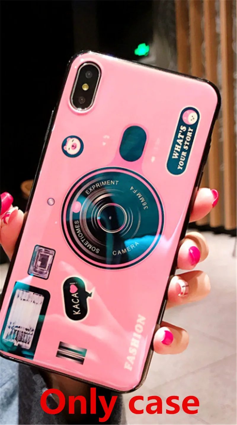 Only case Для huawei Y5 Y6 Y7 Y5 Y6 Prime Y7 Pro Y7 Y9 3D Стильный мягкий чехол из ТПУ с ремешком и кронштейном - Цвет: Only case