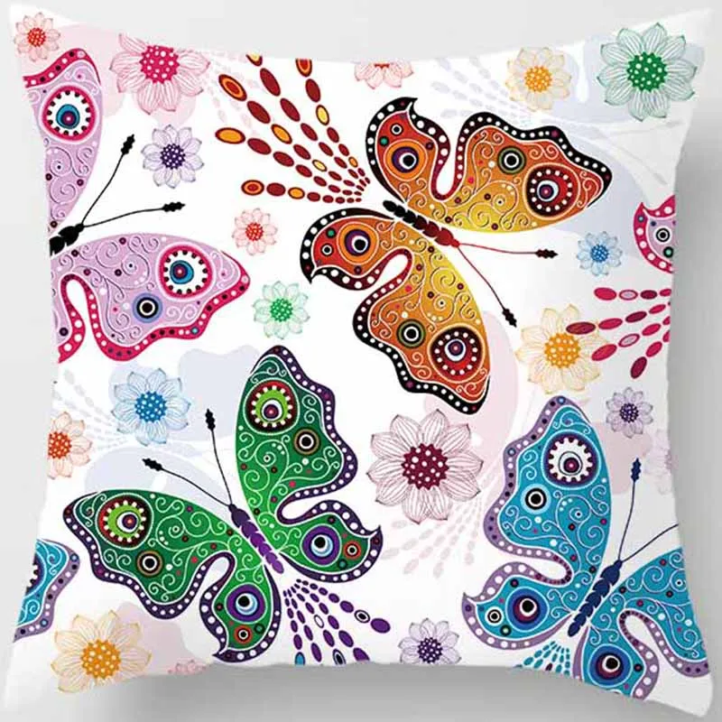 

Hot sale beauty butterfly pillow case men women girls ladies square pillow cases home creative color pillow cover 45*45cm