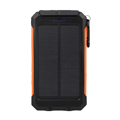Black orange 20000mAh Portable Dual LED Light Solar Power bank For Xiaomi Waterproof External Battery Charger Powerbank For iPhone Samsung - Цвет: Black orange