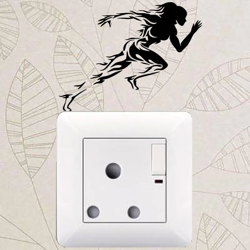 YJZT Runner стикер настенный для спортзала переключатель света Виниловая наклейка