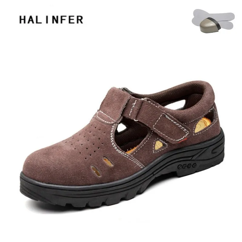 HALINFER 2018 new men sandal large size 45 46 fashion breathable steel toe caps work safety shoes with puncture proof | Обувь