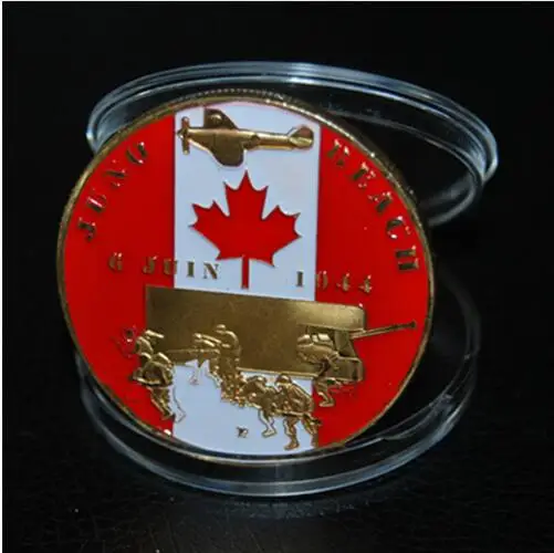 

1pcs/lot,Canadian maple leaf gold coin,1944.6.6 Juno Beach coin