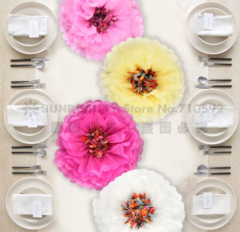 35 см ткани Бумага Пипидастр шары Круглый Цветок помпонами цветок Шары Для