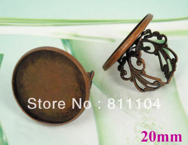 20 мм винтажный античная медь круг Edge шатона лоток филигрань кольцо настройки