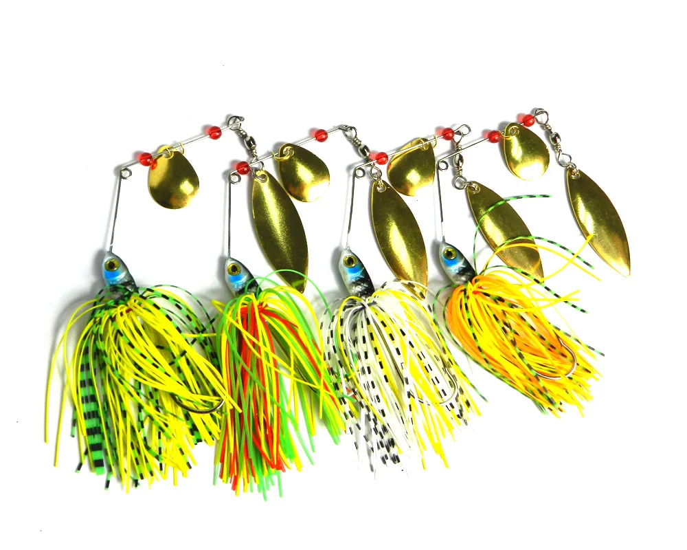 

Big Sale 4pcs Metal Spinner Lure Hard Reflective Golden Spoon Lure Isca Buzzbait With Barbed Hook 3D Eyes Fishing Tackle 17.4g