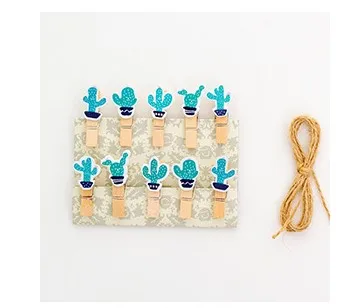 10 pieces/lot) Cute Cartoon Color Small Wooden Clip Hanging DIY Photo Small Clip Wooden Cartoon Photo Clip - Цвет: 4