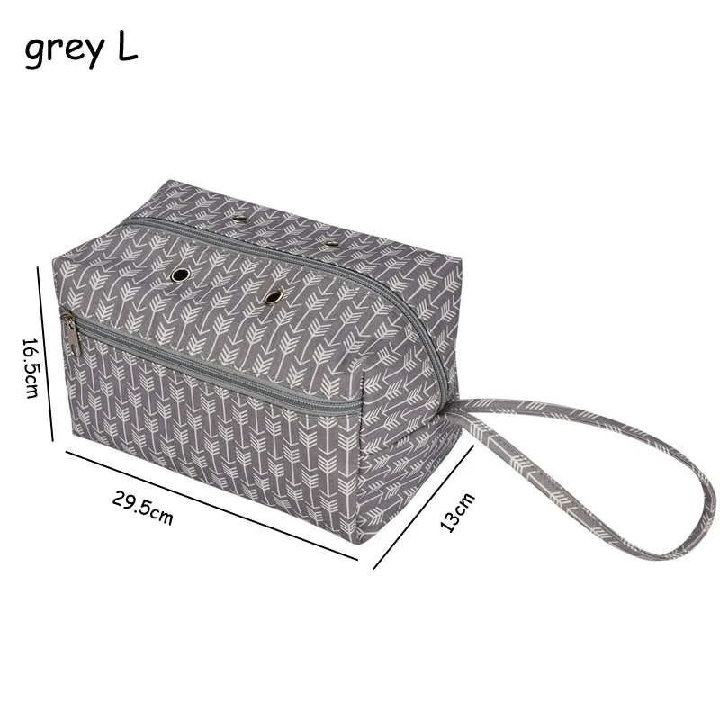 grey octagonal L Вязание крючком Организация Портативный 2 размера с разделителем рукоделие хранения DIY Одежда Путешествия пряжа держатель Tote - Цвет: grey octagonal L