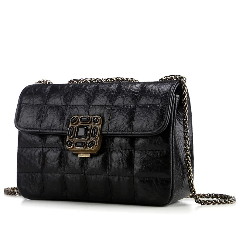Brand Fashion Woman Bag Ladies luxury 100% Genuine Leather Handbag Chain Shoulder Plaid Women Crossbody | Багаж и сумки
