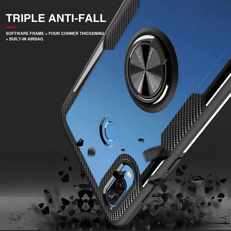 Hybrid Case For Huawei Nova 4 3E 360 Metal Magnetic Finger Ring Holder Stand Soft TPU Silicone Bumper Clear Hard PC Back Cover |