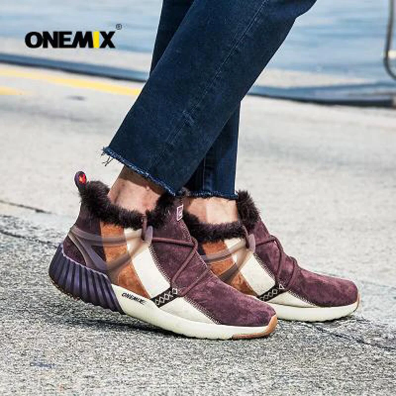 ONEMIX/Новинка; женские зимние ботинки; теплые кроссовки для мужчин; удобные кроссовки для бега; прогулочные спортивные кроссовки