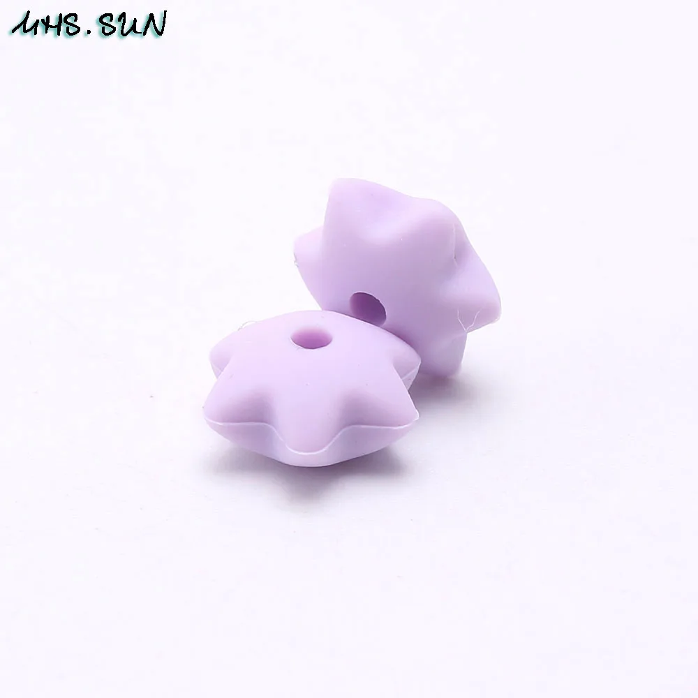 4 lilac purple MHS. SUN 10 мм Детские Силиконовые шестиконечные звездочки для прорезывания зубов без бисфенола свободные силиконовые бусины для прорезывания зубов качество еды DIY украшения 50 шт - Цвет: 4 lilac purple