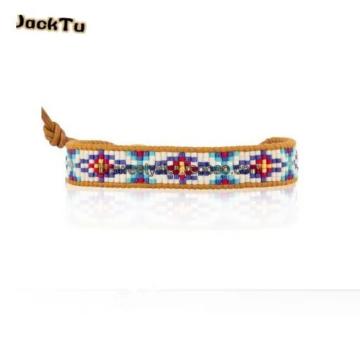 

mix color seed beads leather wrap bracelet layered bracelet
