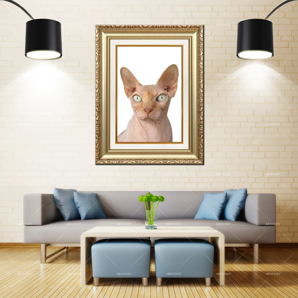 Водонепроницаемая картина маслом Artcozy на холсте с абстрактными кошками в золотой