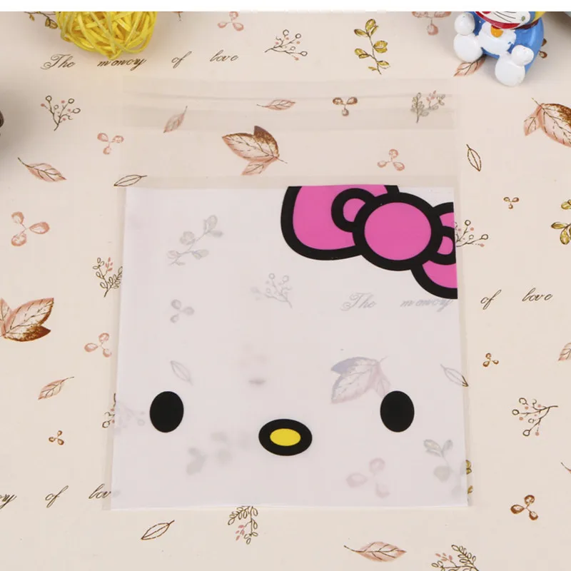 50 шт./лот самоклеящиеся конфеты Сумки Пластик Bownot рисунок Hello Kitty упаковки печенья