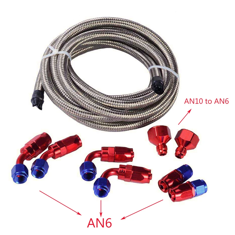 Двойной масляный/Топливный Шланг из нержавеющей стали An6 3 метра 0 + 90 45 градусов