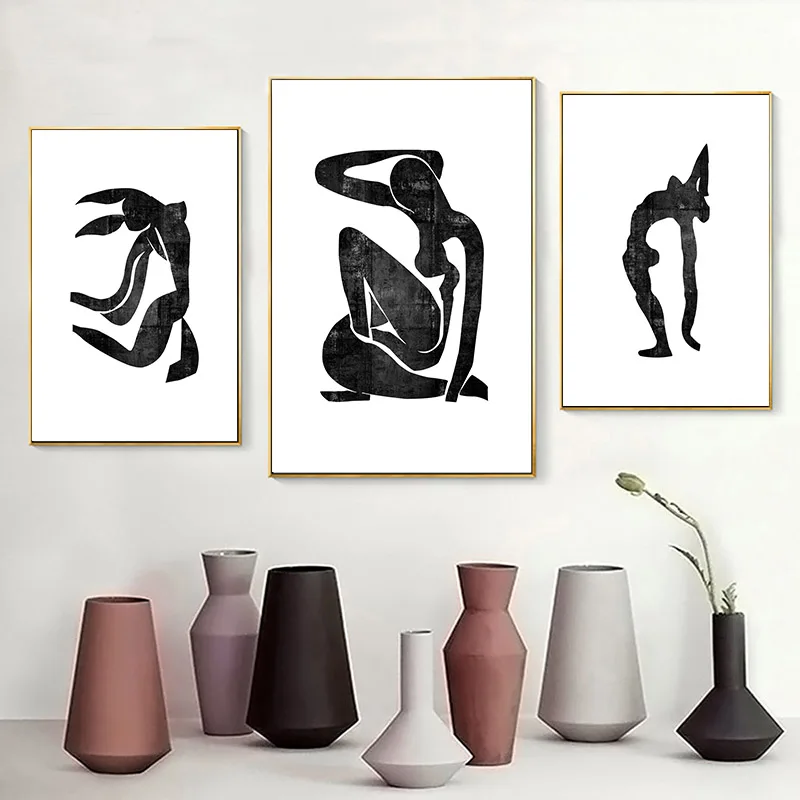Matisse Art абстрактная женщина холст плакат черный белый современный минималистичный принт декоративная картина рисунок на стену Скандинавское украшение