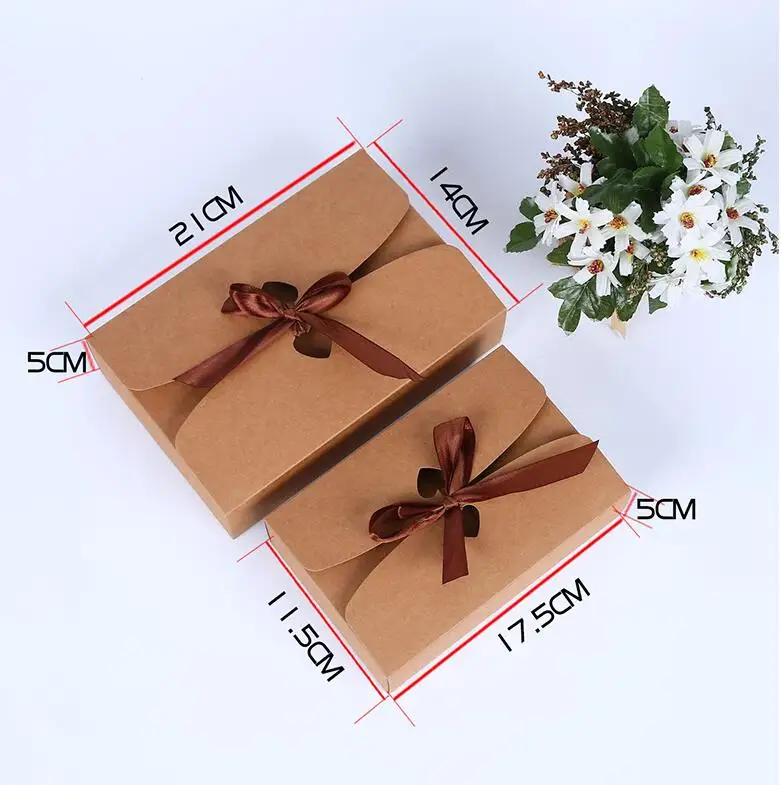 20 шт крафт-бумажные коробки подарочная упаковка с лентой DIY ремесло одежда