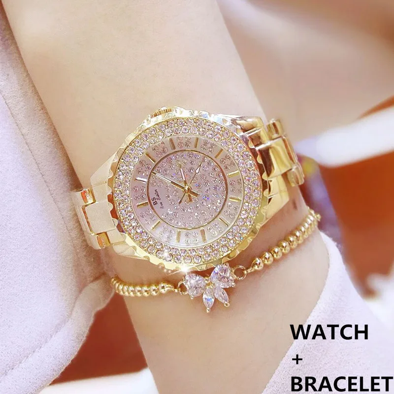 G watch and bracelet Женские часы, роскошные брендовые кварцевые женские часы с бриллиантами из розового золота, часы из нержавеющей стали, ЖЕНСКИЕ НАРЯДНЫЕ часы, relogio feminino - Цвет: G watch and bracelet