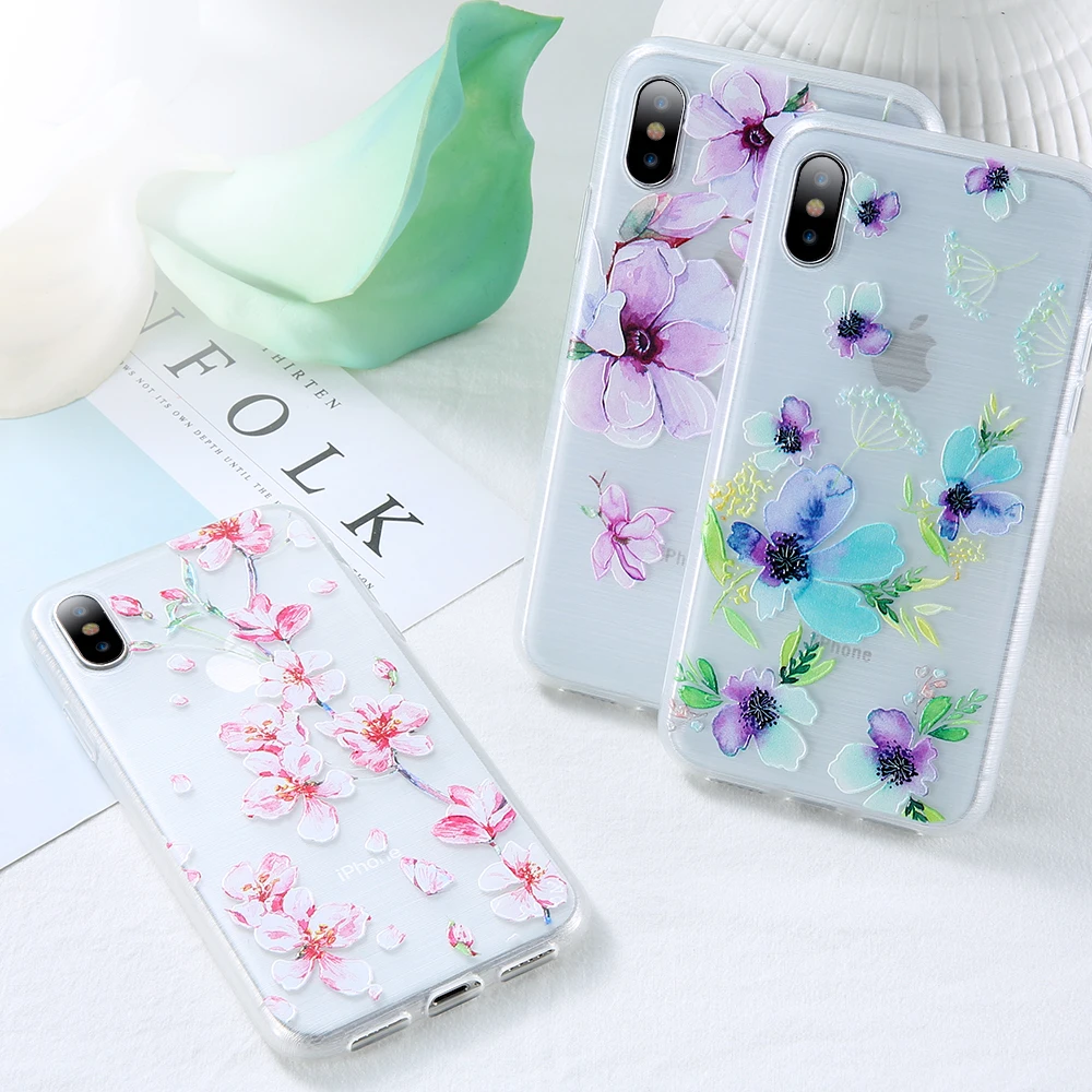 Мягкий силиконовый чехол FLOVEME для iPhone X 7 8 plus милый телефона 6 6s с объемным
