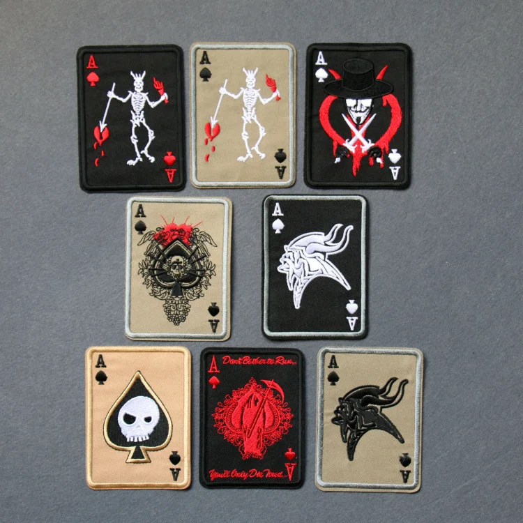 PGY 1 шт. панк вышивка тканевые наклейки нарукавники покер Ace жнец смерти персиково