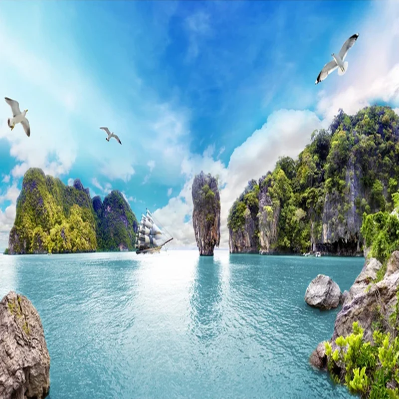 Фотообои 3D морской пейзаж Настенные обои для гостиной спальни домашний декор